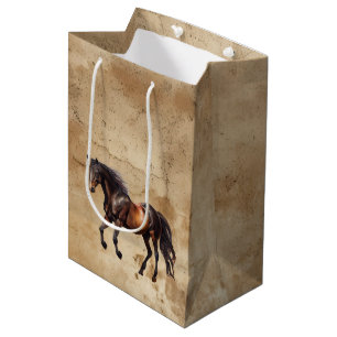 Sacola Para Presentes Média Cream Cowboy Cowhide Horse