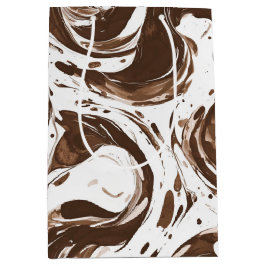 Sacola Para Presentes Média Creamy Brown Chocolate Swirls Aniversário