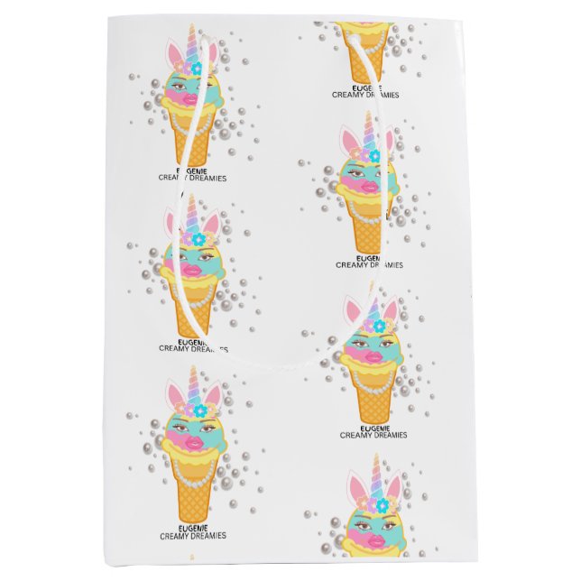 Sacola Para Presentes Média Creamy Dreamies Birthday Wrapping Paper (Frente)