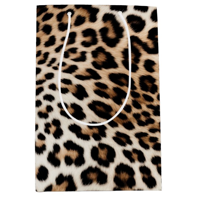 Sacola Para Presentes Média Creme Black Leopardo Print (Frente)