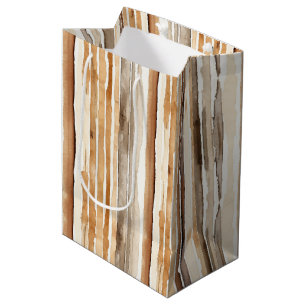 Sacola Para Presentes Média Creme Brown Ocidental Stripes Aniversário