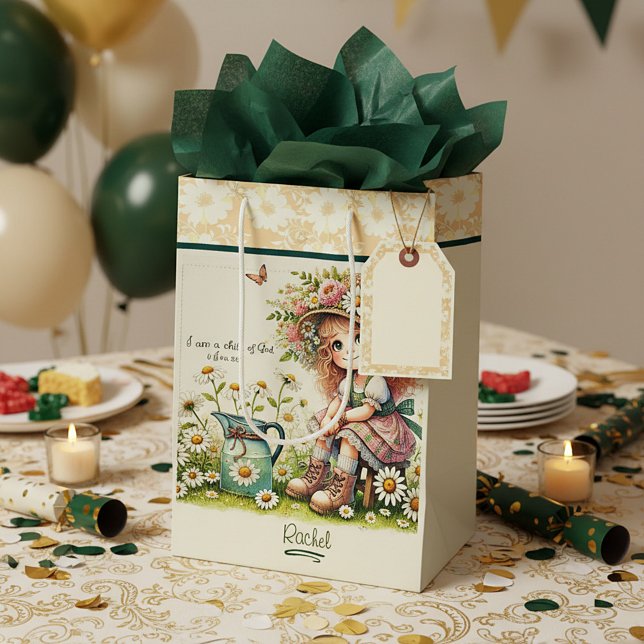 Sacola Para Presentes Média Criança Personalizada da Margarida de Deus (Criador carregado)