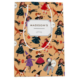 Sacola Para Presentes Média Crianças bonitinhas laranja