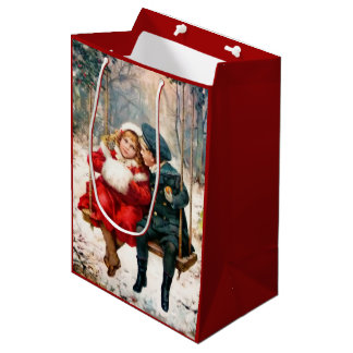 Sacola Para Presentes Média Crianças do Victorian do vintage no saco do