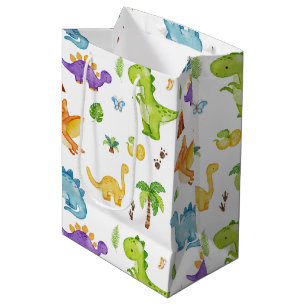 Sacola Para Presentes Média Crianças - Padrão de Dinossauro Gelado