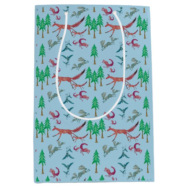 Sacola Para Presentes Média Criaturas Florestais (Frente)