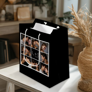 Sacola Para Presentes Média Crie seu próprio Monograma de Colagem de Fotos de