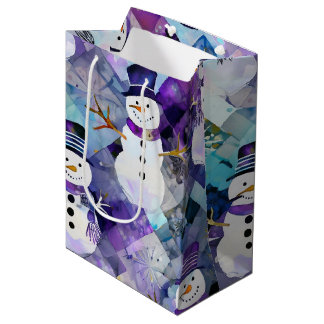 Sacola Para Presentes Média Crie Seu Próprio Patchwork de Natal Homens de Neve