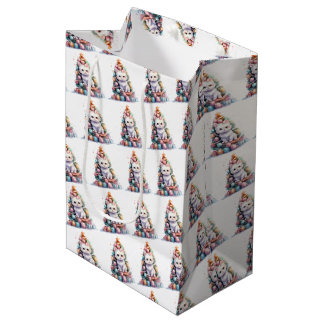 Sacola Para Presentes Média Crie Sua Própria Árvore de Natal Colorida & Gato F