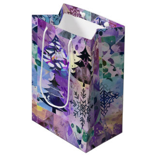 Sacola Para Presentes Média Crie suas próprias árvores de Natal em patchwork e