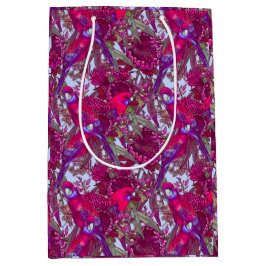 Sacola Para Presentes Média Crimson Rosella e flores selvagens