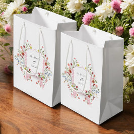 Sacola Para Presentes Média Crista de Casamento de Jardim Caprichoso Monograma