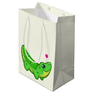 Sacola Para Presentes Média Crocodilo bonito ama crianças de desenho animado