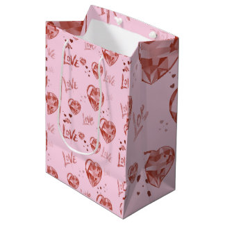 Sacola Para Presentes Média Crystal Hearts Gift Bag