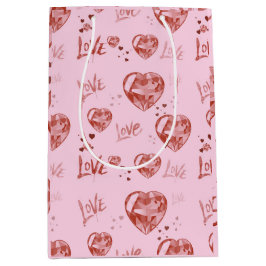 Sacola Para Presentes Média Crystal Hearts Gift Bag