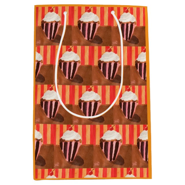 Sacola Para Presentes Média Cupcake com cobertura de baunilha (Frente)