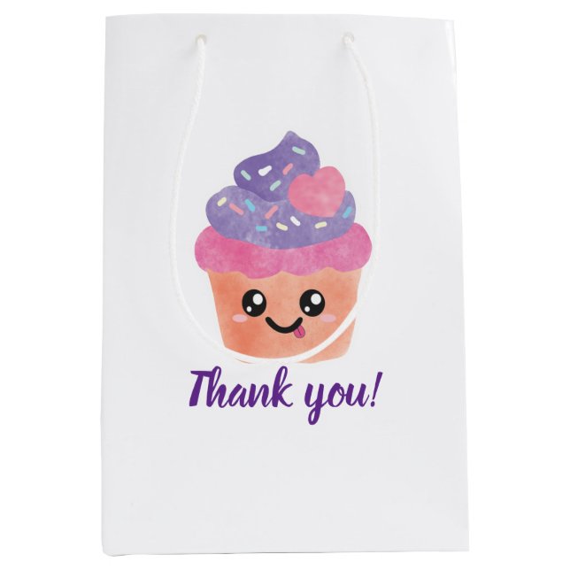 Sacola Para Presentes Média Cupcake Kawaii (Frente)