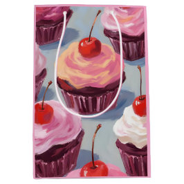 Sacola Para Presentes Média Cupcakes de Cereja com Cobertura | Celebração de A