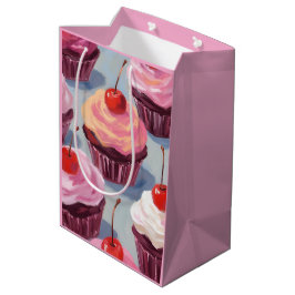 Sacola Para Presentes Média Cupcakes de Cereja com Cobertura | Celebração de A