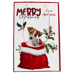 Sacola Para Presentes Média Curioso Jack Russell Terrier Puppy Dog Natal