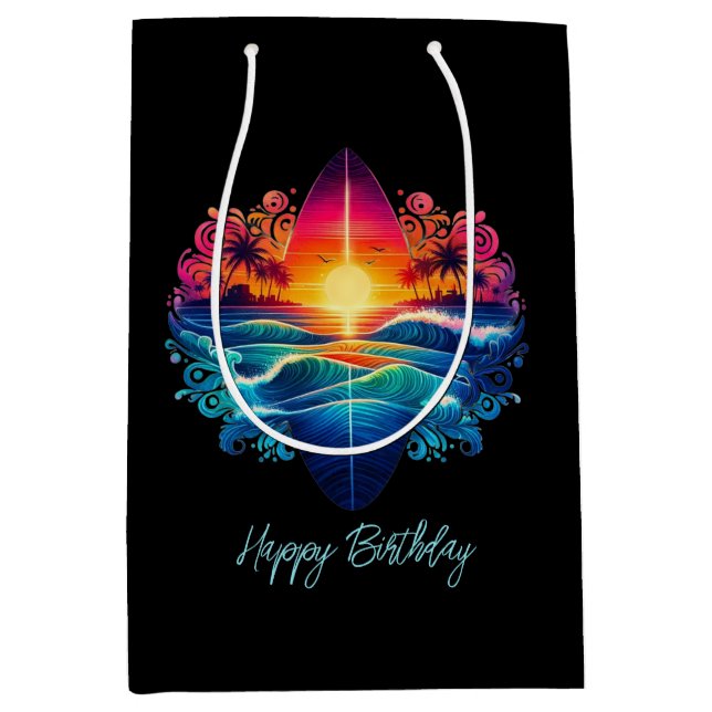 Sacola Para Presentes Média Curvas de surfe solares (Frente)