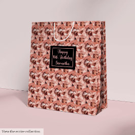 Sacola Para Presentes Média Custom 16th Birthday Gift Bags Rose Gold and Black