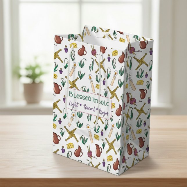 Sacola Para Presentes Média Custom Blessed Imbolc Light Renewal Brigid  (Criador carregado)