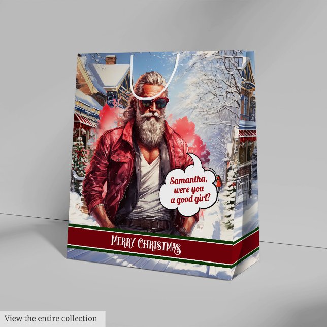 Sacola Para Presentes Média Custom Christmas Gift Bags Funny Santa Organizer (Custom Christmas Gift Bags Funny Santa Organizer)
