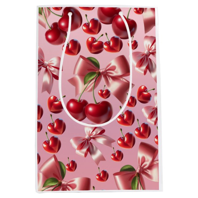 Sacola Para Presentes Média Custom Coquette Heart Bow Pattern Wrapping Paper (Frente)