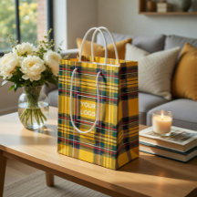 Custom Logo Tartan Paper Gift Bag