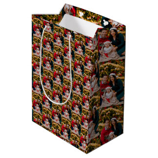 Sacola Para Presentes Média Customize Christmas Season Family Picture 