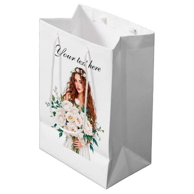 Sacola Para Presentes Média Cute Bridal Shower customizable (Frente inclinada)