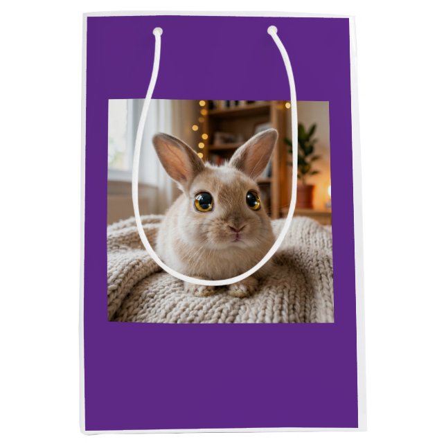 Sacola Para Presentes Média Cute bunny card (Frente)
