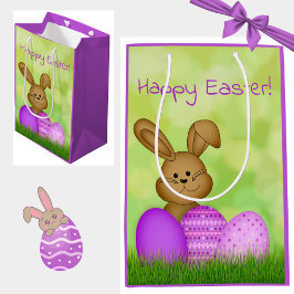 Sacola Para Presentes Média Cute Colorful Cartoon Easter Bunny Kids