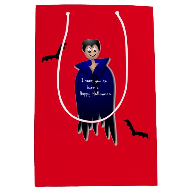 Sacola Para Presentes Média Cute Dracula Halloween (Frente)