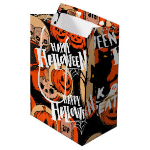 Sacola Para Presentes Média Cute e Assustador Halloween Vibrações Assustadoras