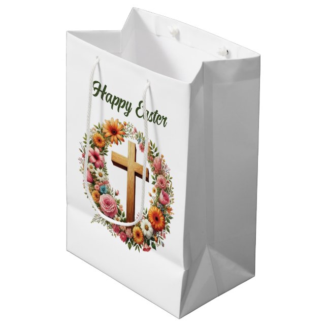 Sacola Para Presentes Média Cute Easter Cross customizable (Frente inclinada)