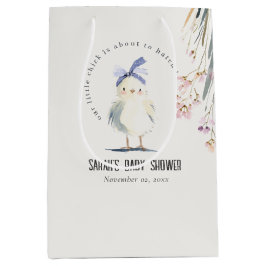 Sacola Para Presentes Média Cute Farm Chick Watercolor Floral Baby Shower