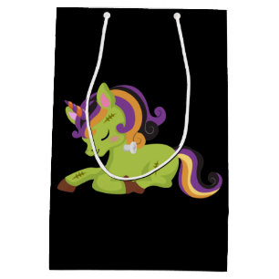 Sacola Para Presentes Média Cute Frankenstein Unicorn Halloween