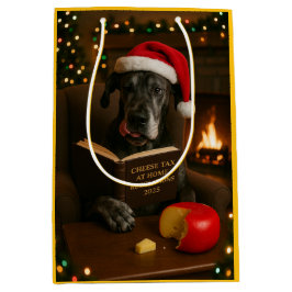 Sacola Para Presentes Média Cute Great Dane Cheese Tax Christmas gift bag 