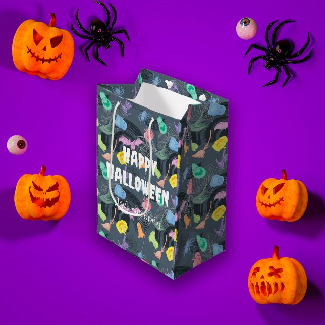 Sacola Para Presentes Média Cute Halloween personalizável (Cute Halloween customizable Medium Gift Bag
)