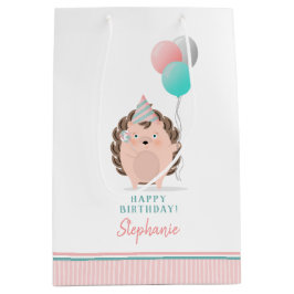 Sacola Para Presentes Média Cute Hedgehog Birthday