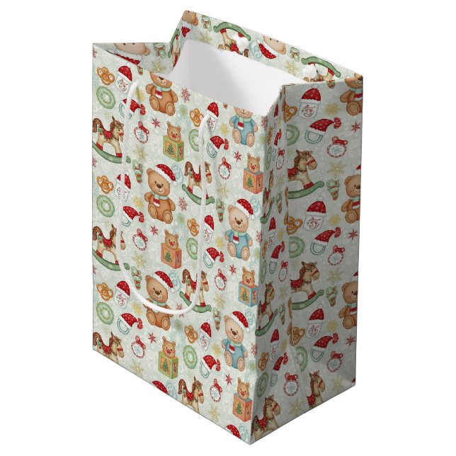 Sacola Para Presentes Média Cute Holiday Toys Gift Bag (Frente inclinada)
