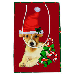 Sacola Para Presentes Média Cute Jack Russell Terrier Natal