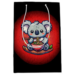 Sacola Para Presentes Média Cute Koala comendo Ramen