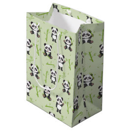 Sacola Para Presentes Média Cute Panda Bear Bamboo Kawaii Animals Pattern