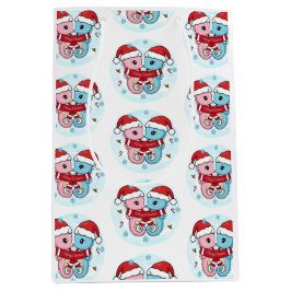 Sacola Para Presentes Média Cute Seahorses Christmas Gift Bag
