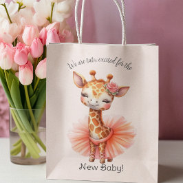 Sacola Para Presentes Média Cute Smiling Giraffe Ballerina Tutu New Baby