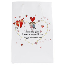 Sacola Para Presentes Média Cute Valentine's day couple hearts custom