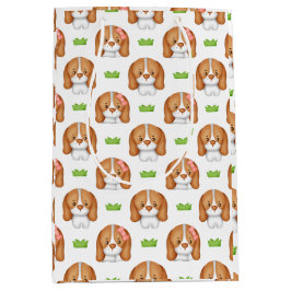 Sacola Para Presentes Média Cute Watercolor Beagle Dog Gift Bag
